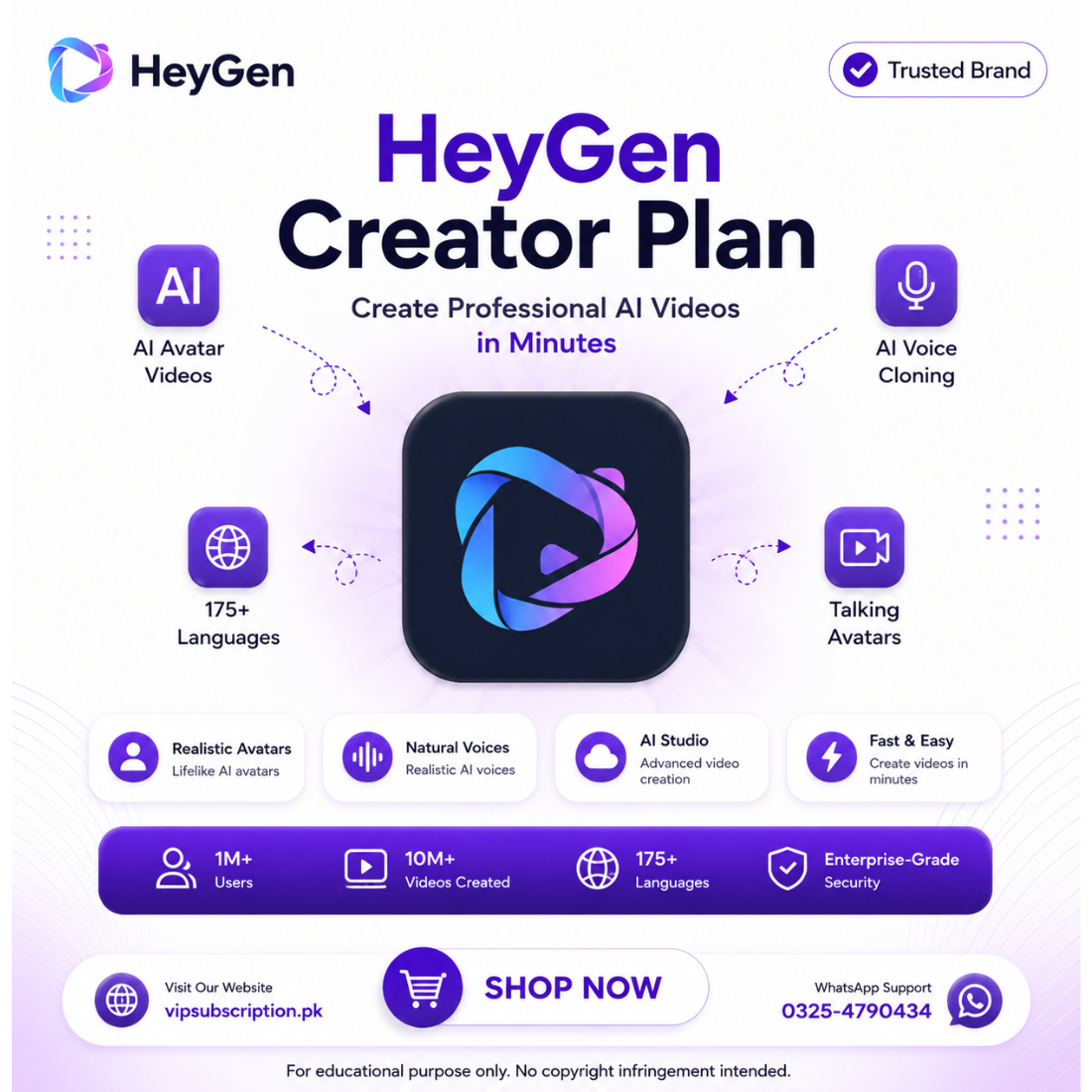 HeyGen Creator Plan Private Account  – Premium AI Video Generator Subscription | VIP Subscription Pakistan